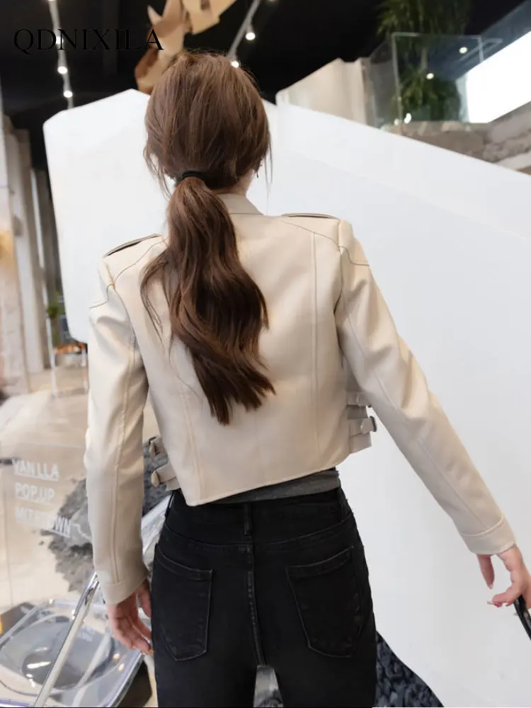 Jackets for Women 2023 Women's Moto Biker Zipper Jacket New Outerwear Asymmetric Zip Leather Jackets Women's Bomber Jacket