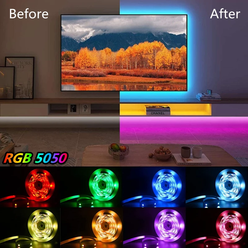 Светодиодная лента с USB 2835 RGB 5050 гибкая лампа инфракрасным Bluetooth управлением 5 в