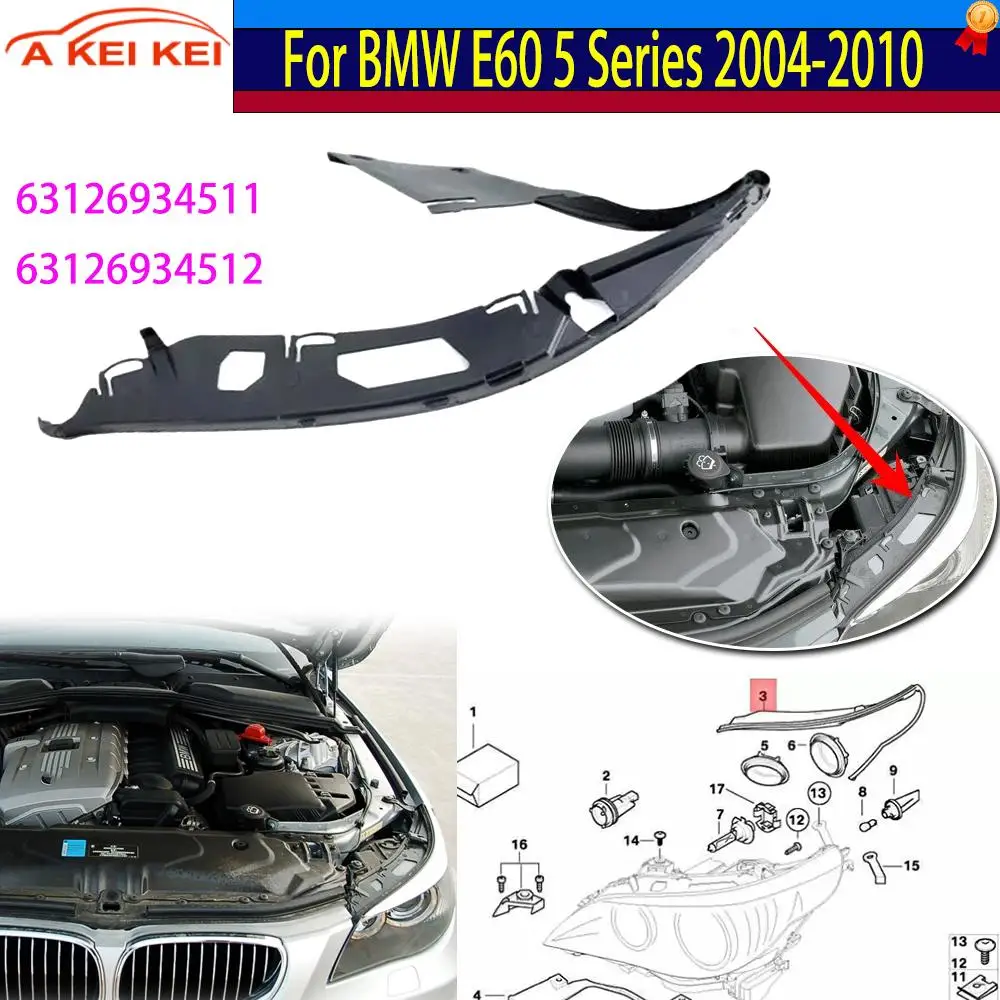 Фото Резиновая уплотнительная лента для фар BMW E60 5 серии 2004-2010, декоративная накладка на фары, уплотнительная прокладка 63126934511, 63126934512 №1