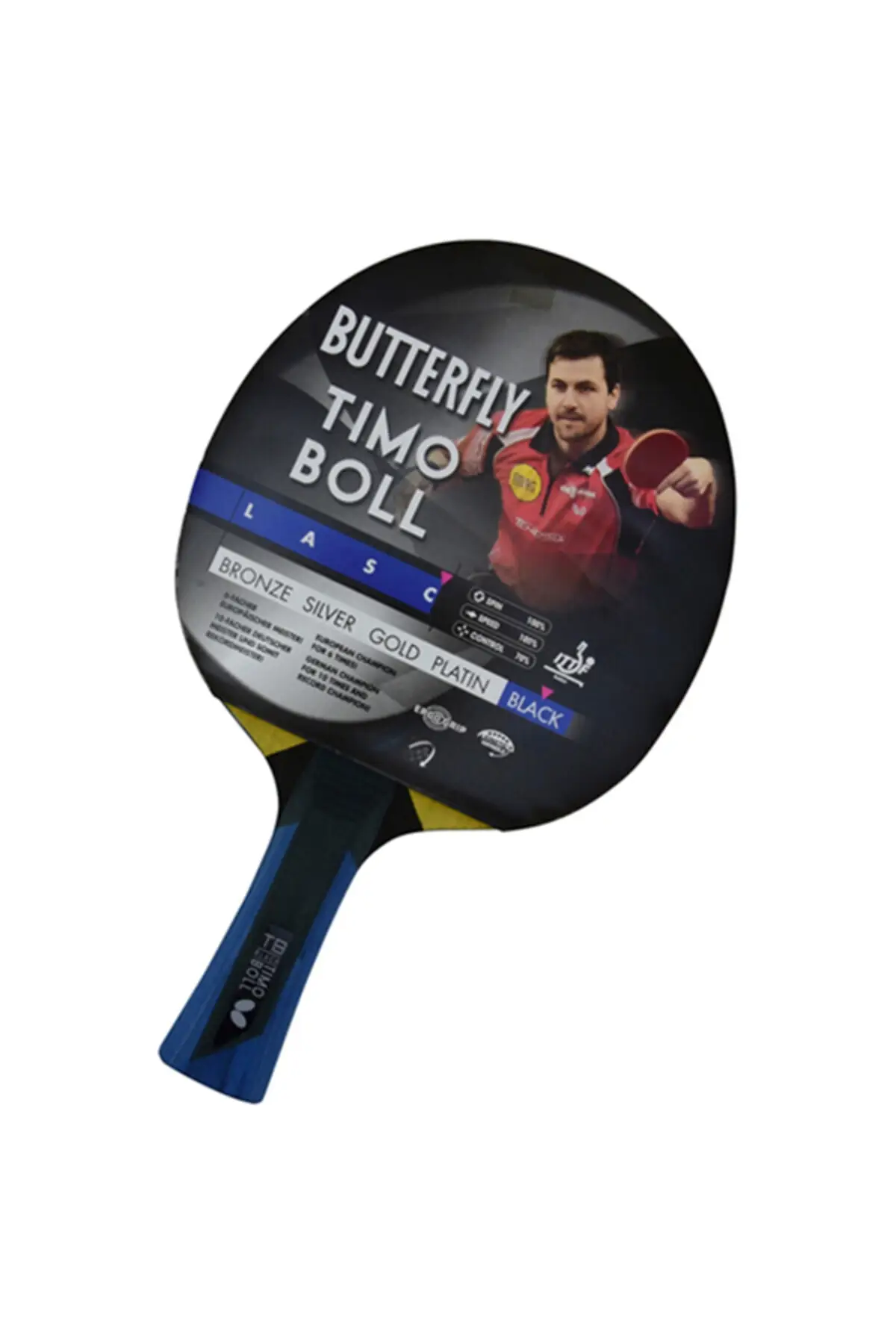 Утонченная ракетка для настольного тенниса Butterfly TIMO BOLL черного цвета технически