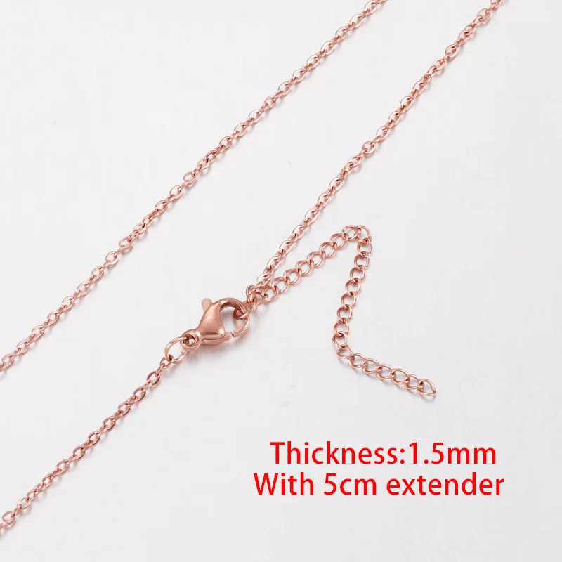 2 Pieces Chain Furnace Plated Rose Gold Cross Stainless Steel Chains DIY Necklace Jewelry Accessories 40cm /45cm/ 50cm Fadeless