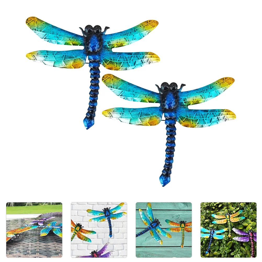 

Wall Dragonfly Decor Decorations 3D Metal Iron Garden Outside Figurines Inspirational Model Animal Sculptures Sculpture Outdoor