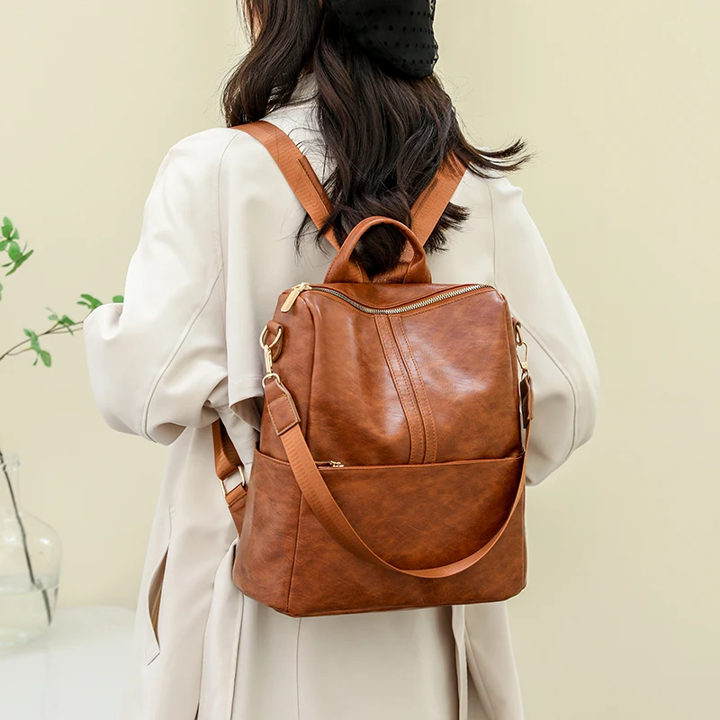 

Новый модный однотонный вместительный рюкзак из качественной искусственной кожи, женский рюкзак, дорожный рюкзак, школьные сумки на плечо