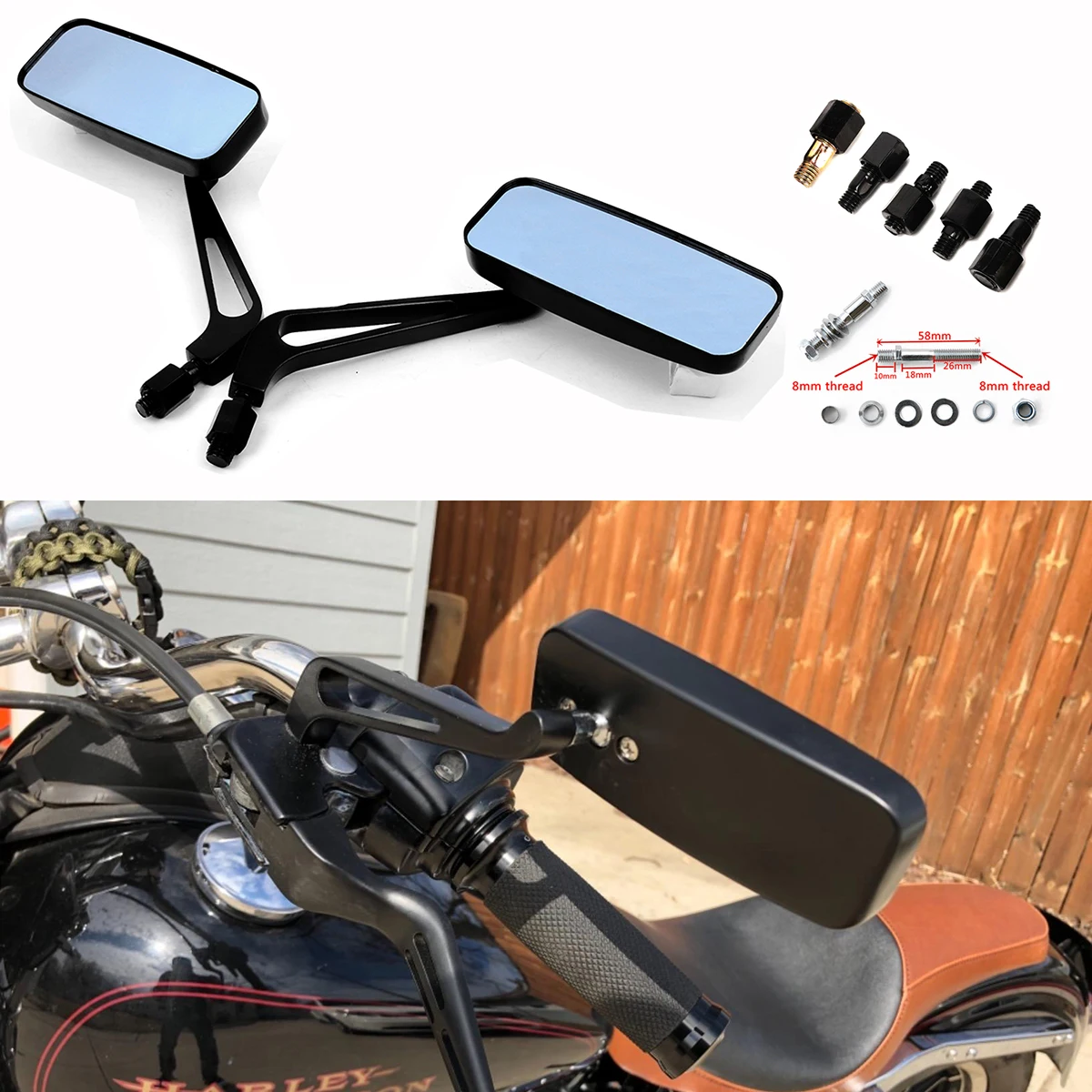 Универсальные Зеркала Бокового Вида Для Мотоцикла 8 Мм 10 Алюминиевые Заднего Harley