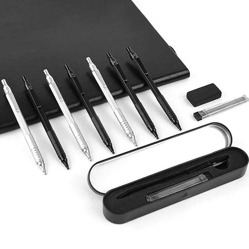 

1Pc Mechanical Pencil 0.3/0.5/0.7/2.0mm Low Center Of Gravity Metal Drawing Special Pencil Office School Writing Art Supplies