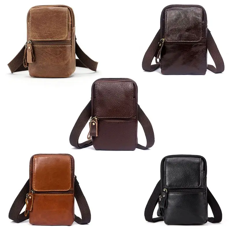 

Men Genuine Leather Fanny Small Messenger Shoulder Satchel Waist Bag Pack