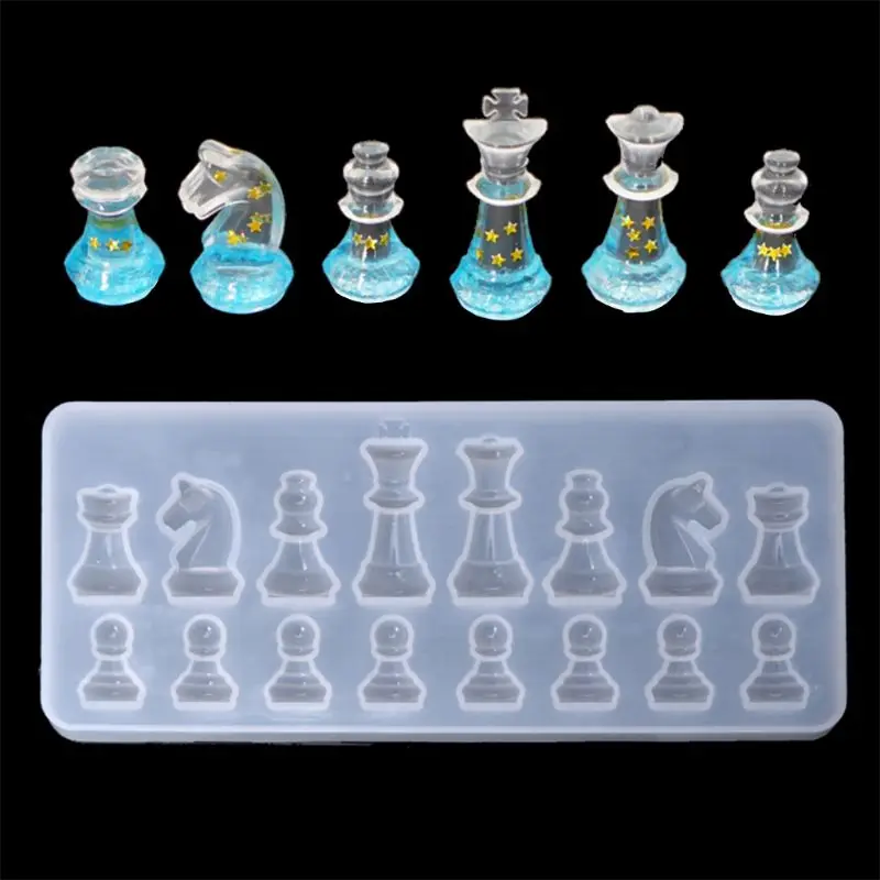 

Resin Casting Molds Set by Garloy,2Pcs 3D Chess Clear Silicone Mold for Making Polymer Clay, Crafting, Resin Epoxy