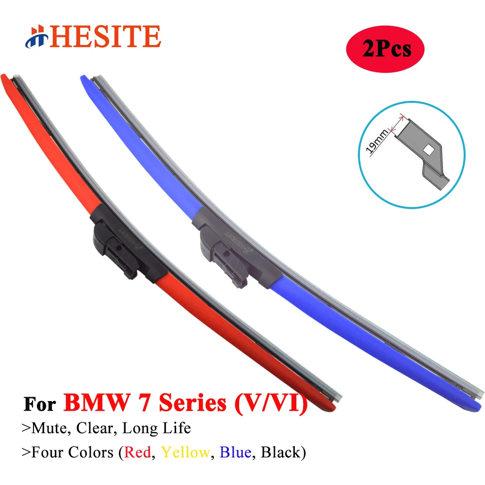 HESITE Colorful Windshield Wiper Blades For BMW 7 Series E38 E65 E66 E67 E68 F01 F02 F03 F04 G11 G12 740i 740Li 750i 760i 760Li