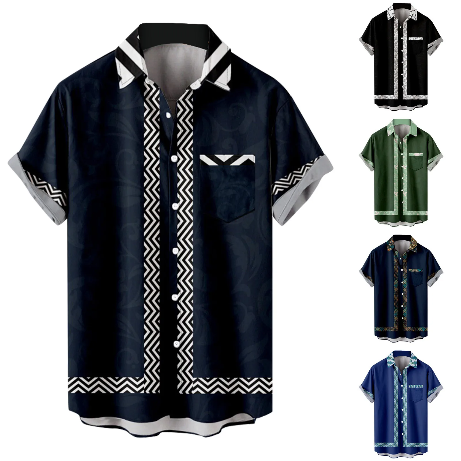 

Fashion Hawaiian Short-sleeved Shirt Mens 2023 Summer Elegant Handsome Men's Shirts Casual Designer Loose Stand Collar Shirts