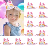 rainbow crown party hairband for girl boy birthday party hat pinkgold headband decor gift hair accessories for kids photo props