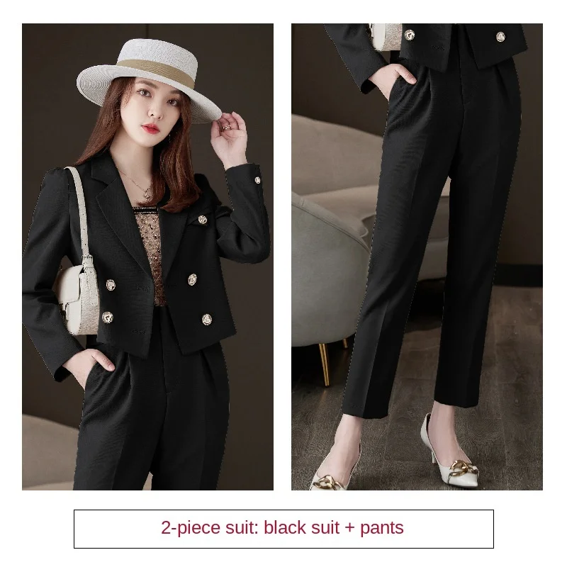

Женский комплект из двух предметов, нейтральный красивый костюм в Корейском стиле, брючный костюм, популярная элегантная одежда, блузка, Офисная Женская весенне-осенняя одежда