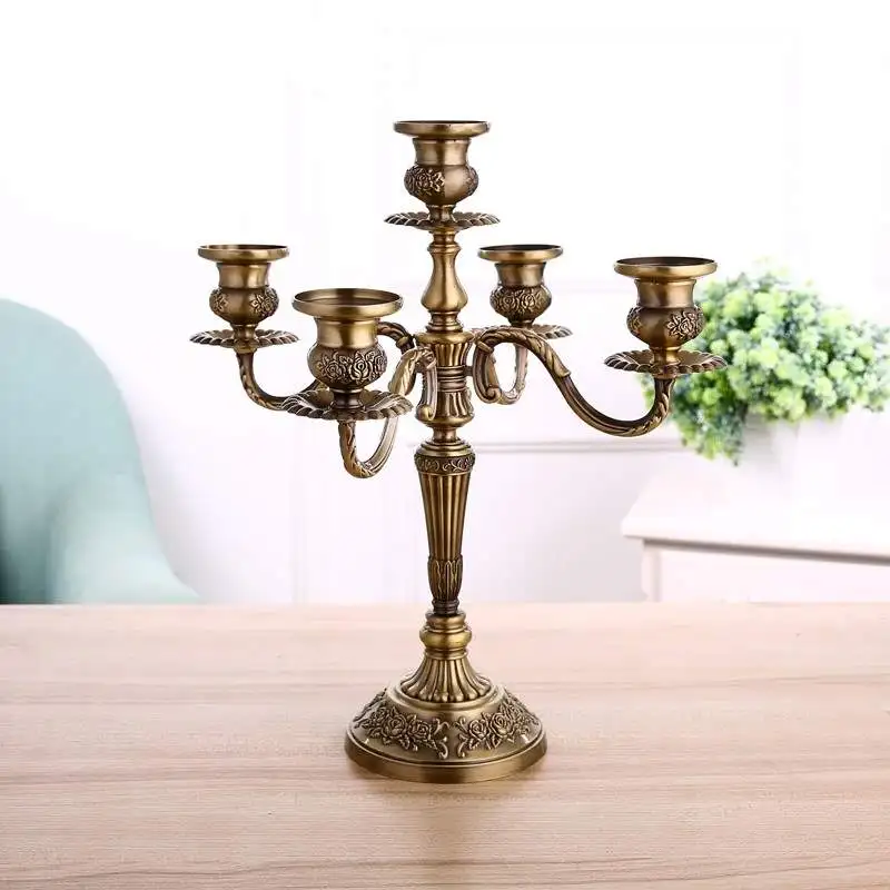 Bronze Candelabra Metal 5-arms/3 arms Candle Holders home Wedding Decoration Candlesticks Event Candle Stand Table Centerpiece