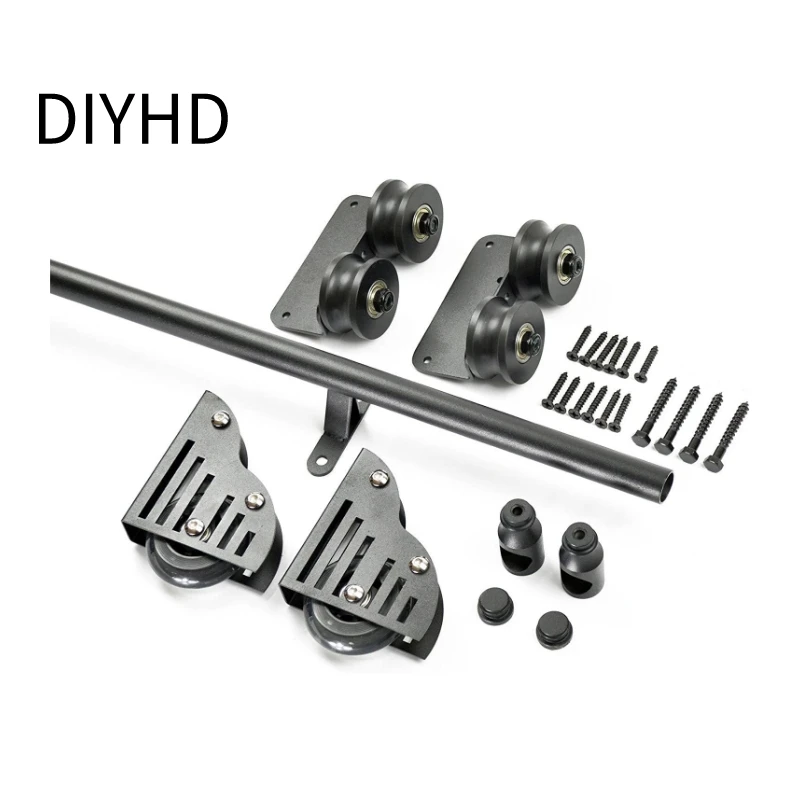 

6,6 футов (200 см) комплект оборудования для раздвижной библиотеки без лестницы, черная деревенская круглая трубчатая гусеница, напольный ролик с тормозом, в помещении