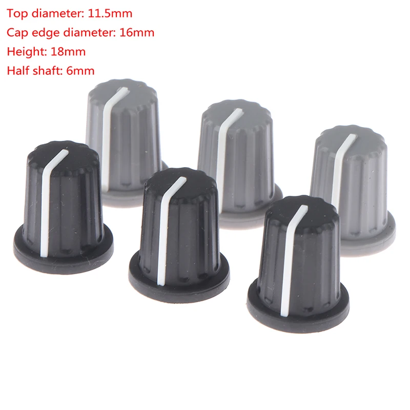 

5Pcs Soft Rubber Half Shaft Knob Diameter 16mm Height 18mm Potentiometer Encoder Knob 270 Degree D-shaped Inner Hole 6mm
