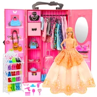 dollhouse furniture 73 itemsset1 wardrobe 72 doll accessories dolls clothes dresses crowns necklace shoes for barbie
