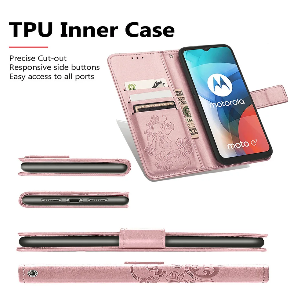 Floral Magnetic Flip Wallet Cover For Moto G22 G31 G41 G51 G71 G30 G50 G60 G9 Plus G8 Power Lite E7 Edge S Kickstand Wrist Strap