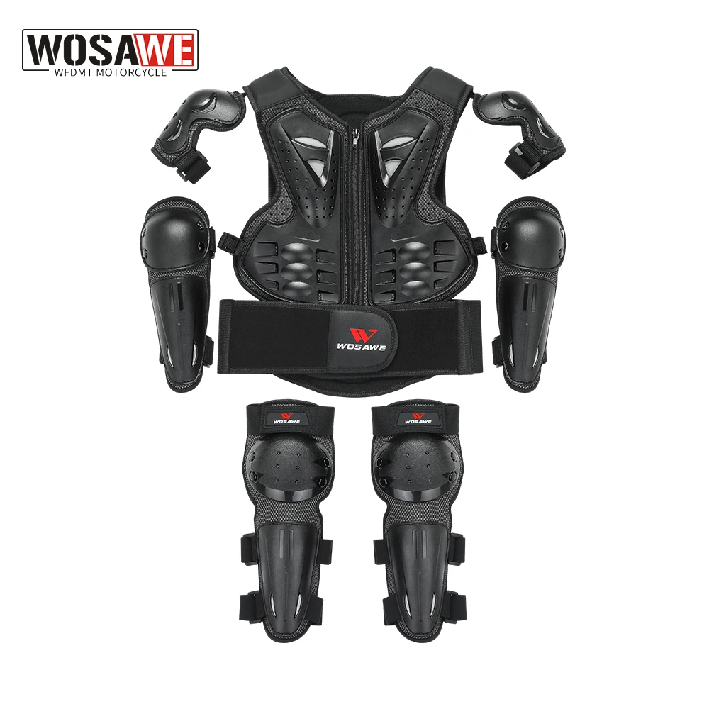 

WOSAWE Kids Bike Armor Vest Skateboard Kneepads Elbow Guard Motocross Body Back Protective Gears Child Safety Protector Kits