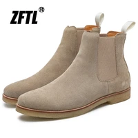 zftl mens chelsea boots man high quality smoked rubber sole suede ankle boots luxury boots mens martins boots man chelsea boot
