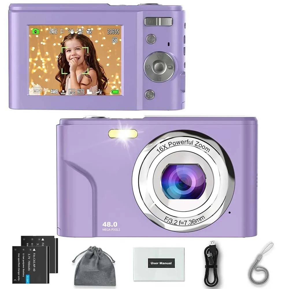 

Children's Camera Kid's Digital Camera Autofocus Vlogging Camera Camcorder FHD 1080P 48MP with 16X Digital Zoom Compact Cameras