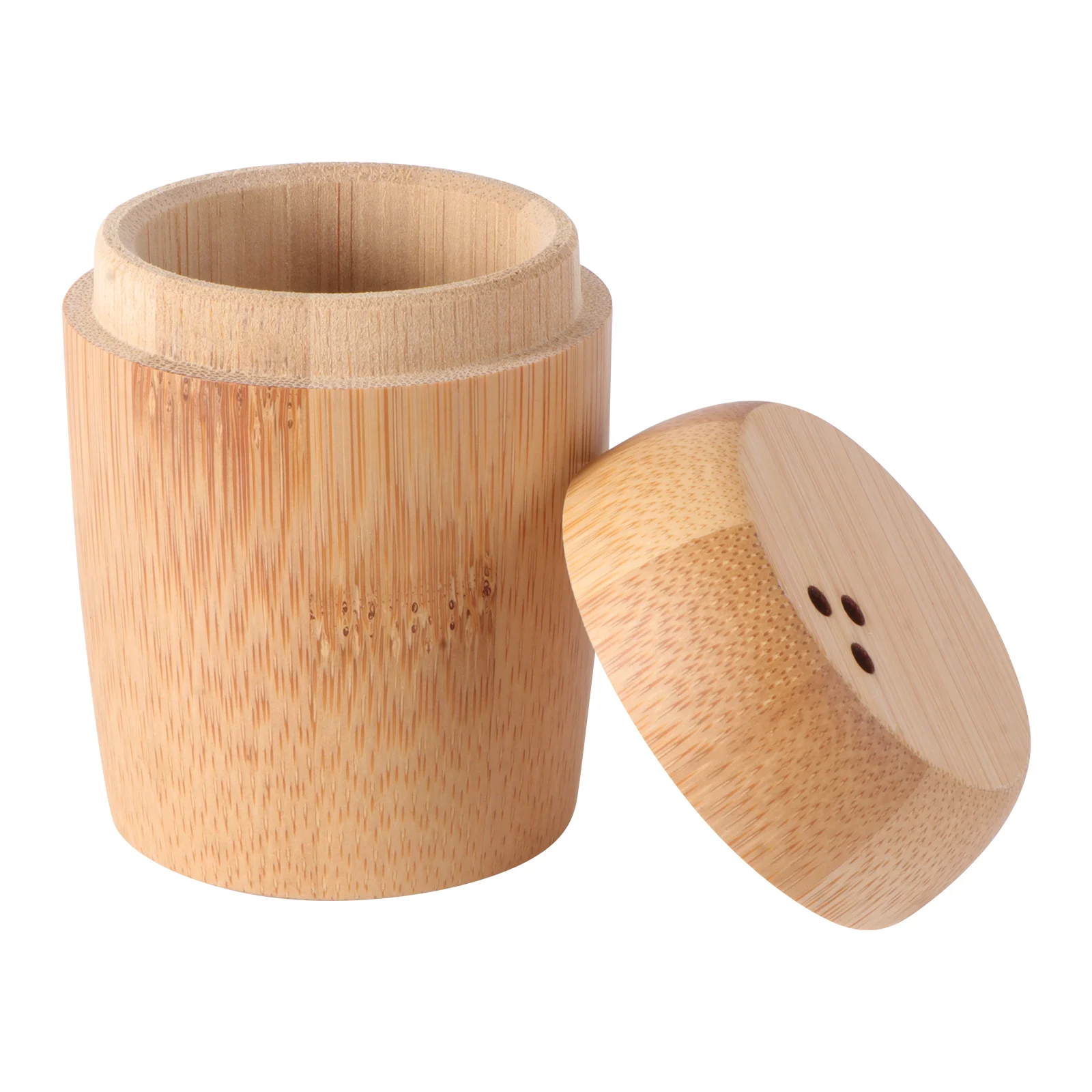 

Toothpick Cotton Holder Case Storage Dispenser Swab Pad Boxcontainer Portable Wooden Canister Organizer Round Makeup Pick
