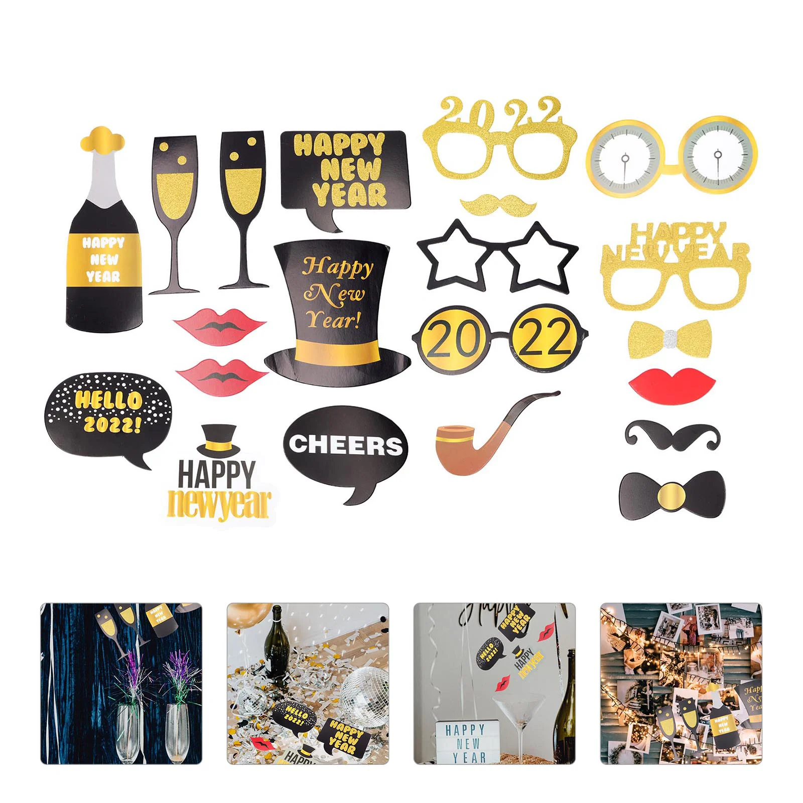 

1 Set/20PCS Paper New Year's Day 2022 Photo Props Creative New Year Photo Props