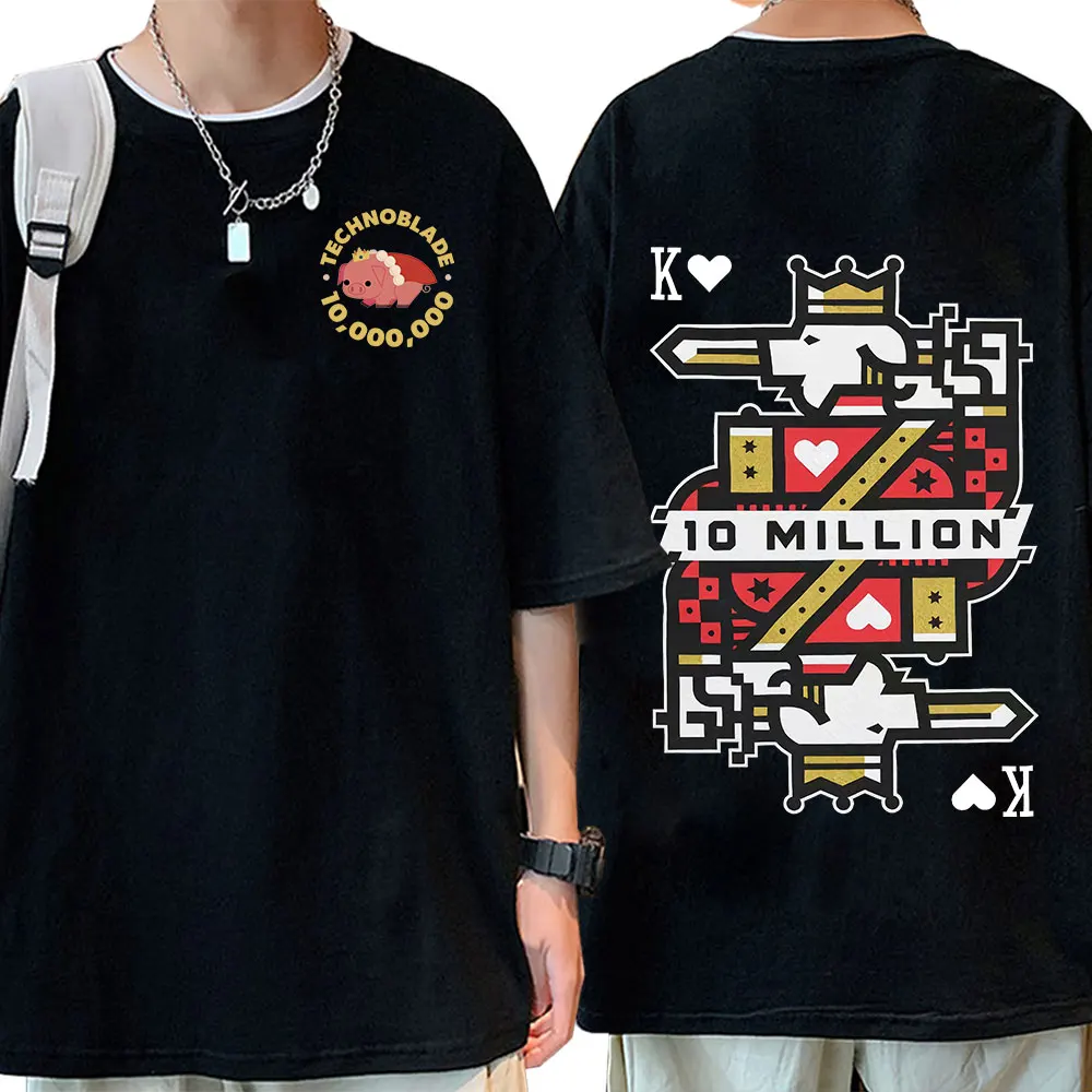 Technoblade 10 Million Subs Dream Team SMP MCYT Merch Print T-shirt Men Fashion Casual Cotton Oversized Casual T-shirts Unisex