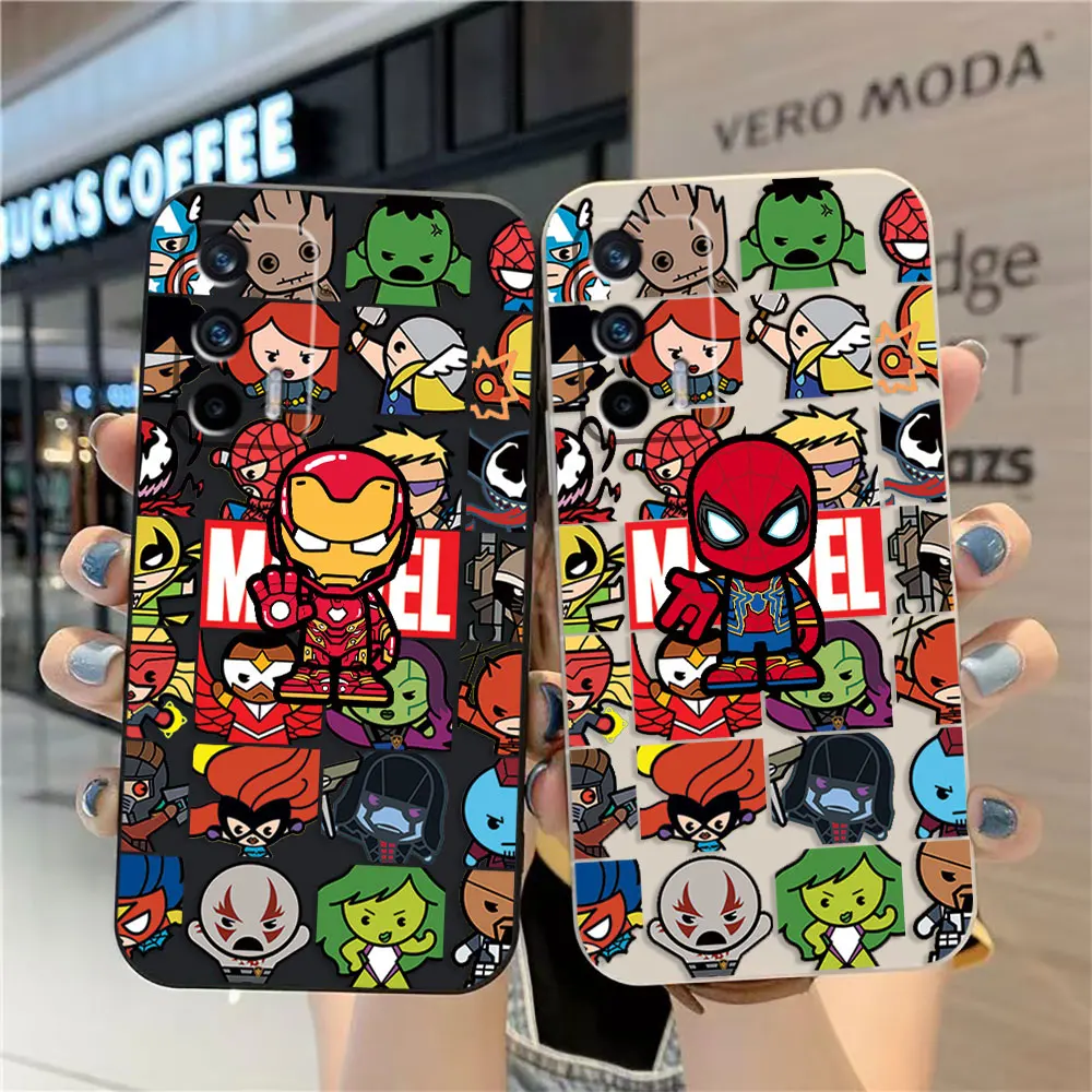 

Case For OPPO Realme 9 8 7 6 5 C21 GT NEO 2 3 5 V15 V25 Colour Simple Liquid Silicone Case Marvel Cartoon Iron Spider-Man Poster