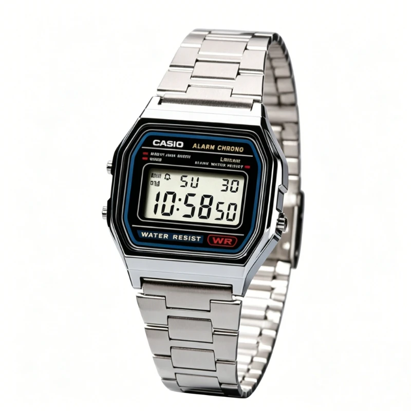 Фото Минималистичные ретро-часы Casio A158WA-1, цифровые наручные часы, водонепроницаемые, многофункциональные, повседневные, для студентов, подарочные часы №2