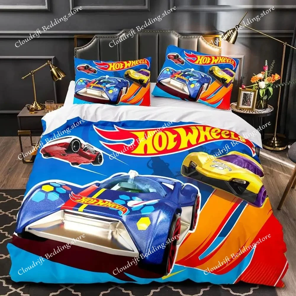Фото Комплект постельного белья с 3D-принтом Monster Truck Hot Wheel: пододеяльник и наволочки, размеры Twin, Full, Queen, King, для декора спальни, домашний текстиль №3