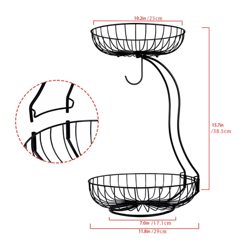 

Kitchen Fruit Basket Stand 2 Tier Tiered Fruits Vegetable Holder Organizer Gift Kitchen Counter Organizer for Fruits T21C