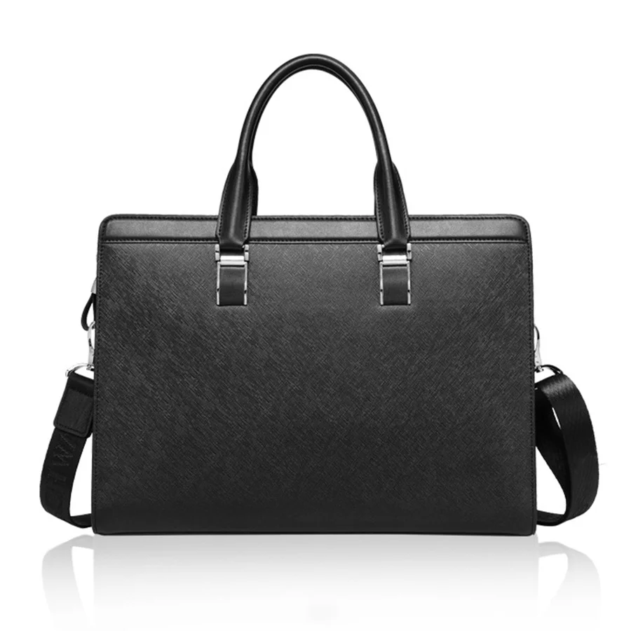 

Men's Leather Business Briefcase Bag Female Casual Handbag Cowhide Computer Bag 14 Inch Laptop Bags Man's Nice Gift