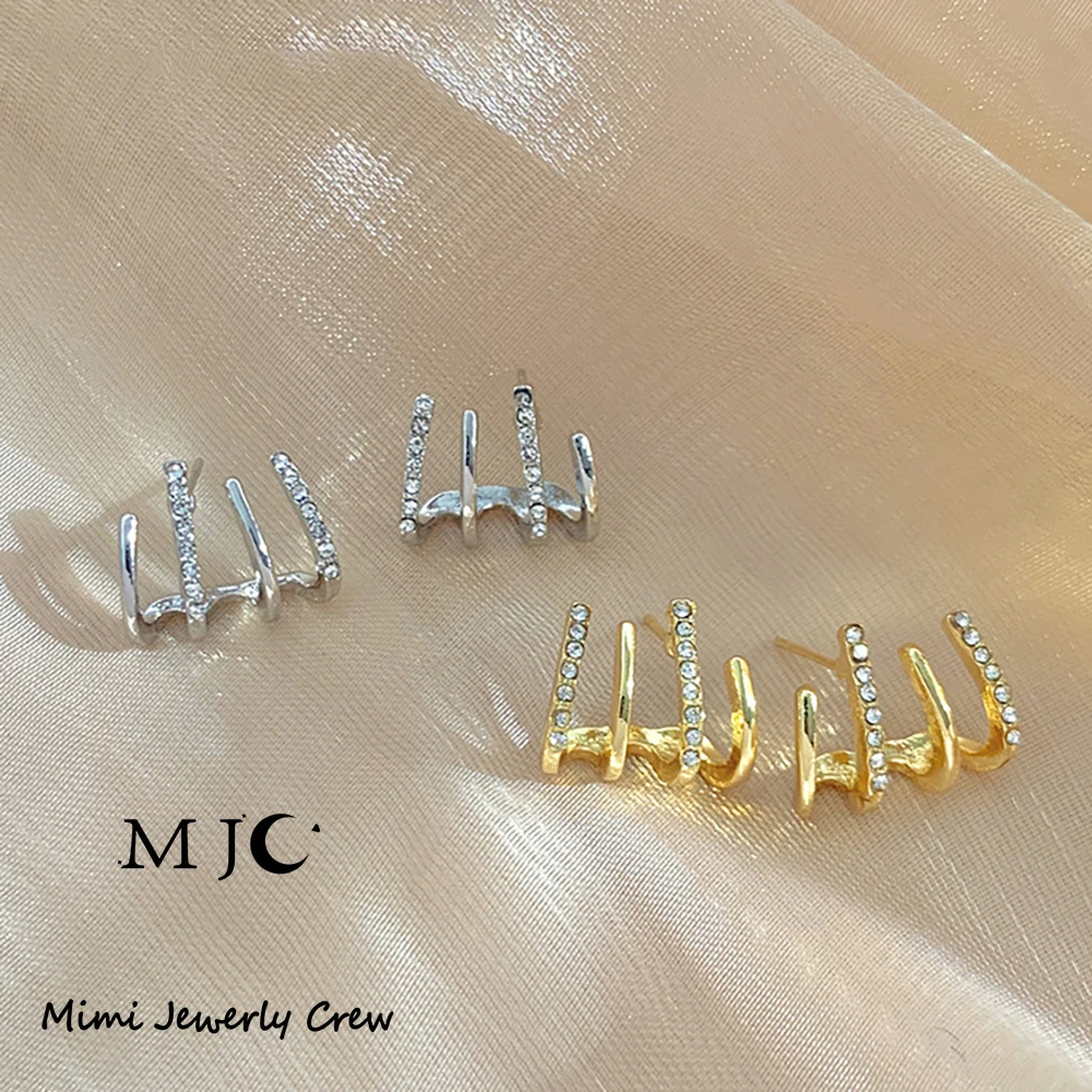 

MJC Fashion Jewelry 2023 New In Trendy Simple Earrings Four Claw Ear Row Earrings Earrings For Women Christmas Gift Luxury Stud
