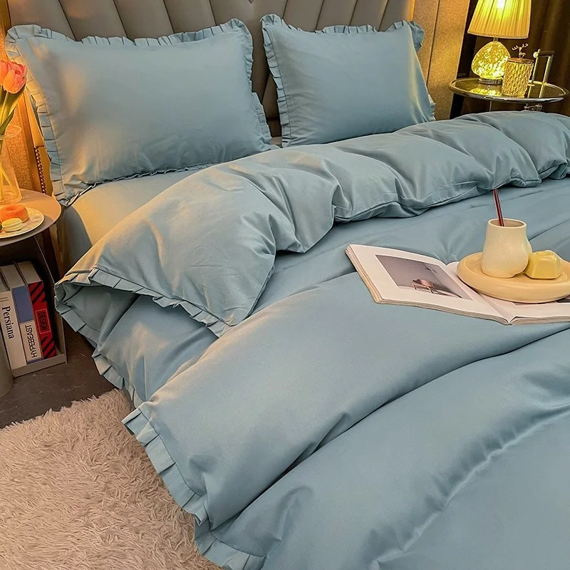 

Шикарный однотонный двойной Королевский мягкий комплект из 100% микрофибры, пододеяльник, простыня, подушки