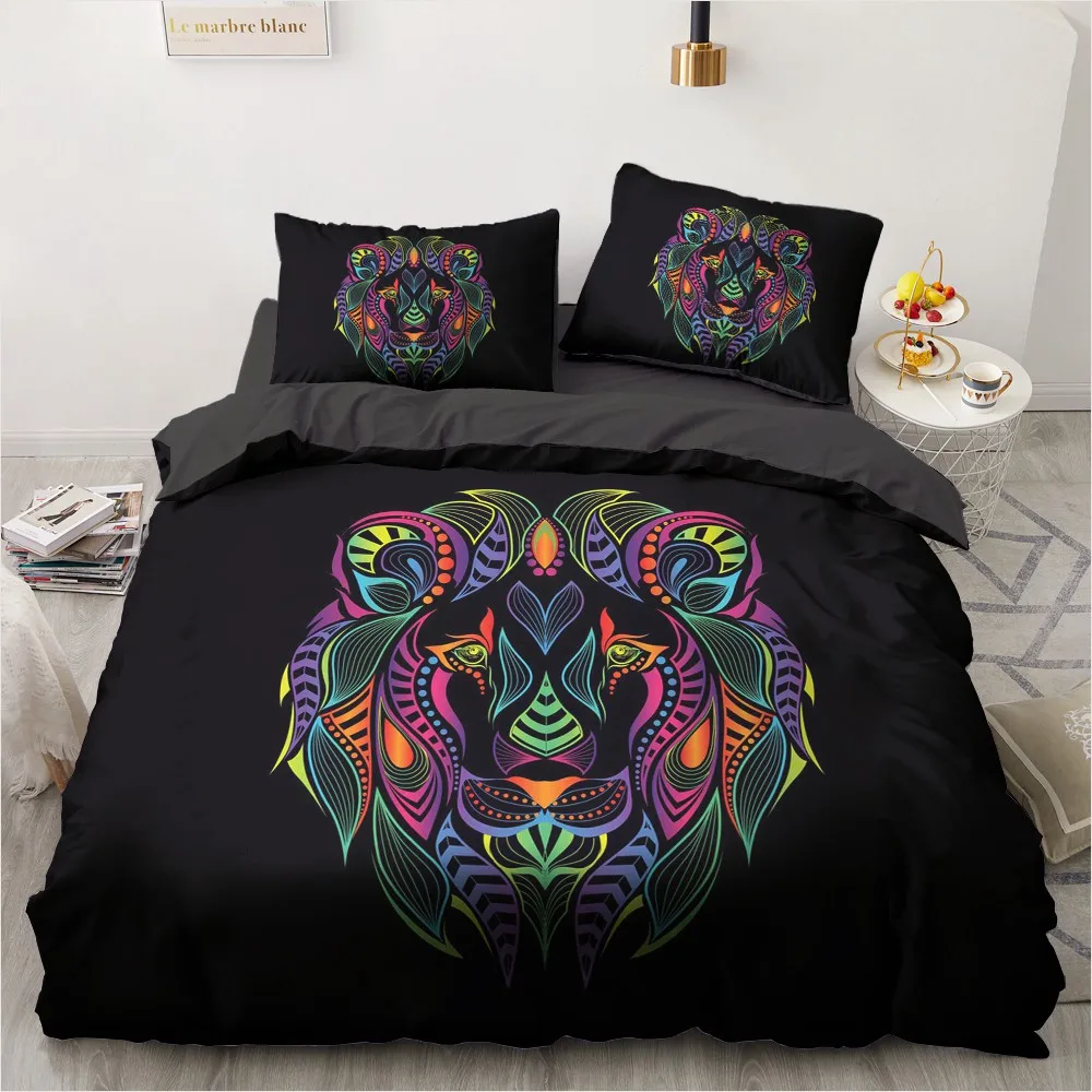 Простые комплекты постельного белья 3D красочное одеяло с волком комплект одеял