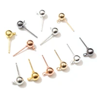 50pcslot 345mm 6 colors pin findings stud earring basic pins stoppers connector for diy jewelry making accessories supplies