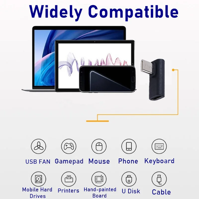 USB To Type C Adapter U-Shape Right Angle for USB C To Type C Adapter Universal L-Shape USB A Male To USB A Female Converter