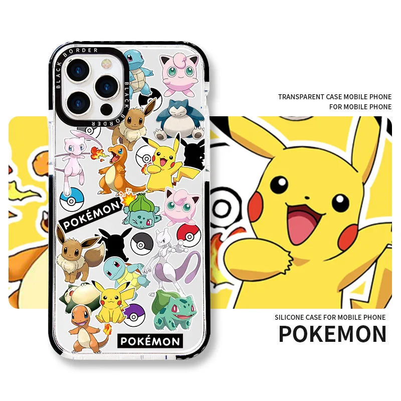 

Bandai Pokemon Pikachu Phone Case for IPhone12 Pro Mini 11pro 11 X XR Iphone7P 8P 6 Cute Cartoon Silicone Case Couples