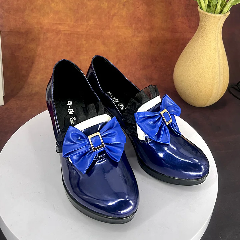 Игра GenshinImpact Focalors реквизит для косплея обувь Furina в стиле ретро нежный синий бант