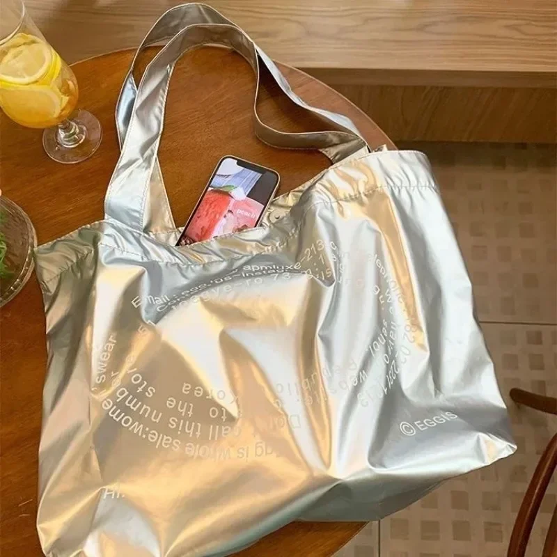 Серебряная сумка на плечо в Корейском стиле водонепроницаемый тоут французском