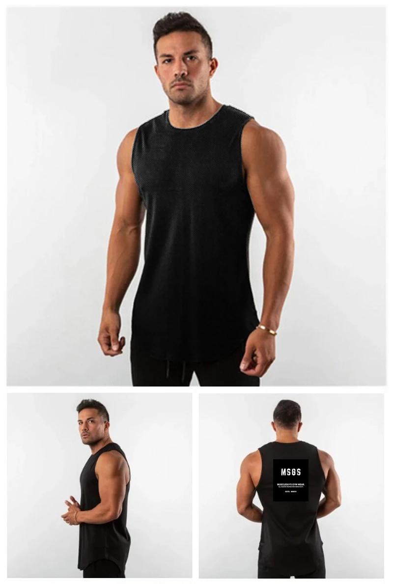 

Bodybuilding Tank top men gym vest man Running mesh breathable Sports shirt fitness tanktop man sleeveless workout Clothing
