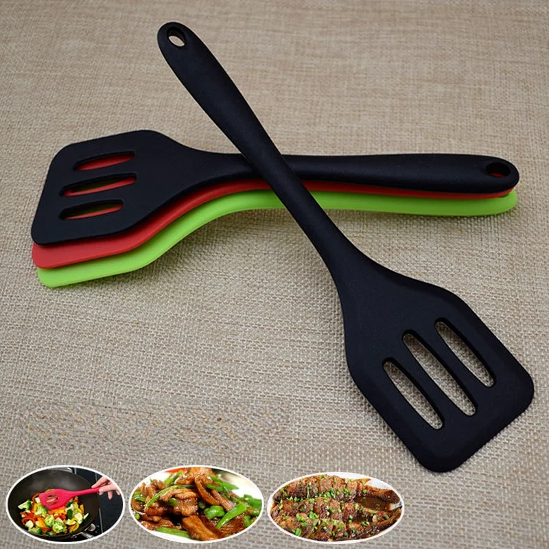 

Kitchen Silicone Turners Gadgets Spatula Egg Fish Frying Pan Scoop Fried Shovel Slotted Turners Kitchen Tools Cooking Utensils