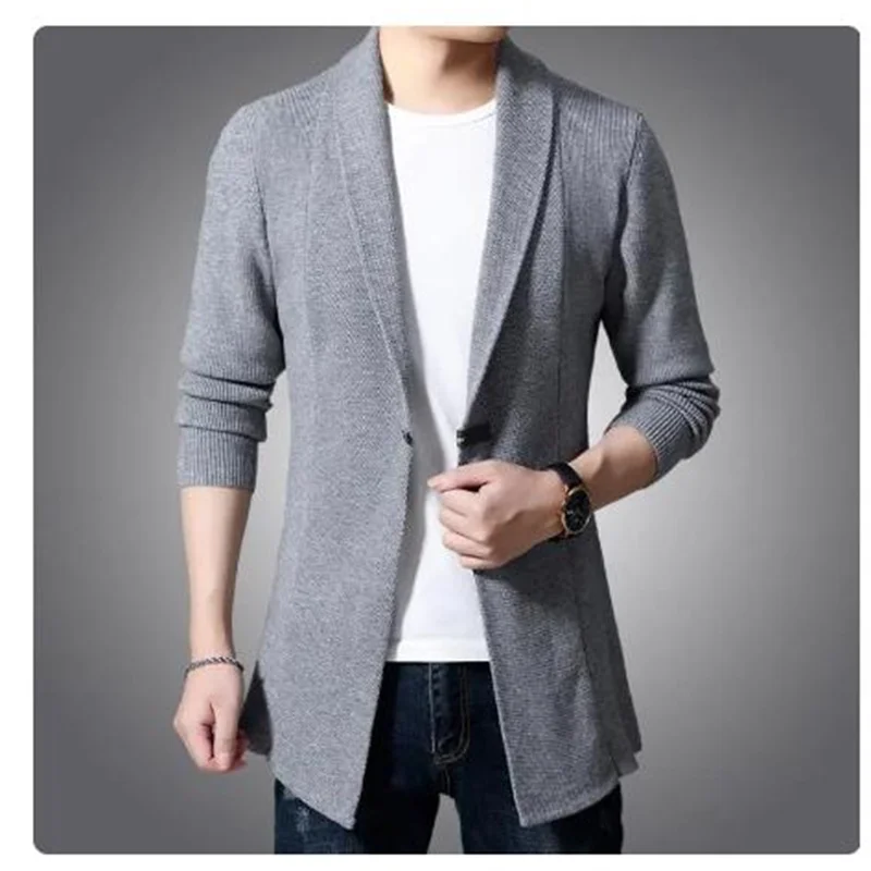 

New Cardigan Sweater Men's Fashion Coat Knitted Slim Coats Men Knitwear Outerwear Woolen Sweaters Mens Male clothes Plus Size XL