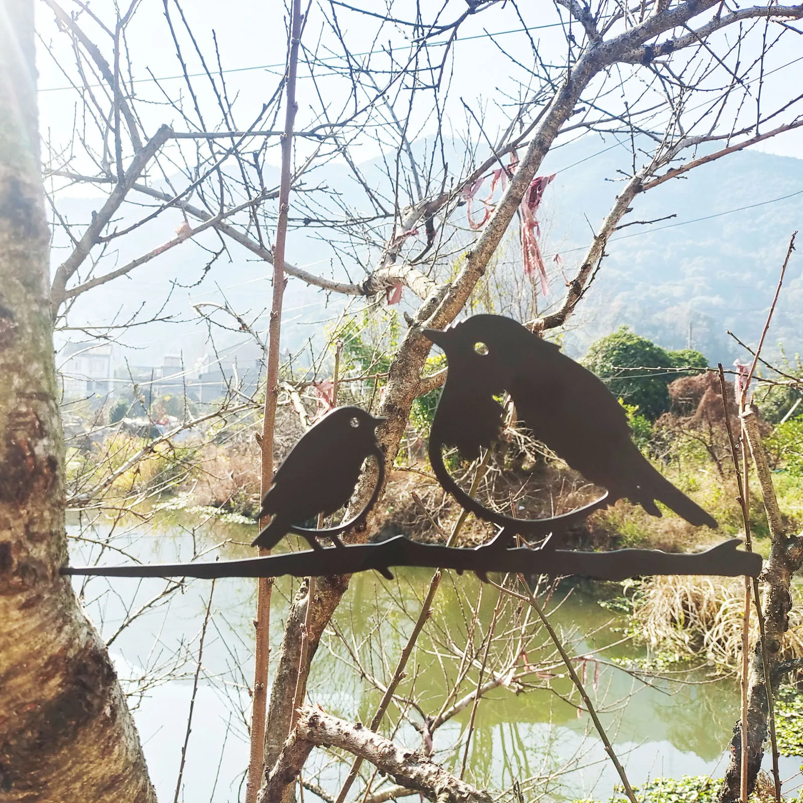 

Metal Birds Art Silhouette Decoration Exquisite Birds Shape Iron Garden Stake Tree Ornament For Home Courtyard Birds Shape Iron