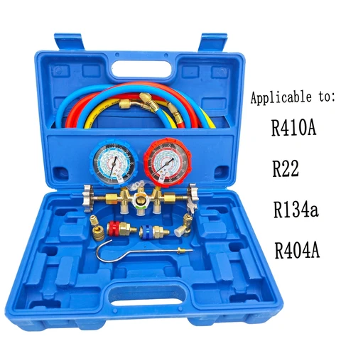Профессиональный набор инструментов для обслуживания холодильного оборудования с двухметровым и многоцветным шлангом