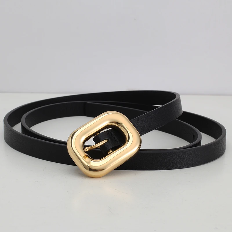 Женский ремень из натуральной воловьей кожи с квадратной пряжкой 1 5 см