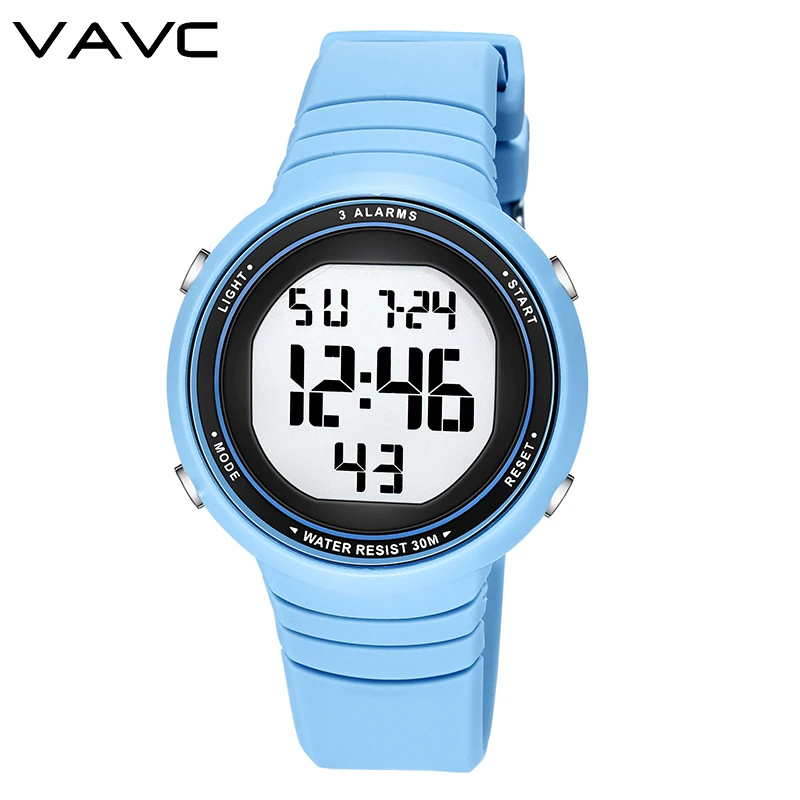 

VAVC Outdoor Sport Watch Fashion Casual 30M Waterproof Luminous LED Electronic Women Clock Timing Digital Watch Reloj Hombre
