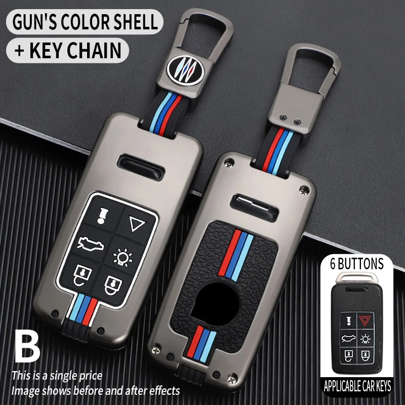 

Zinc Alloy Car Remote Key Shell Case Cover for Volvo Xc60 V60 S60 Xc70 V40 Auto Accessories Key Holder With Keychain