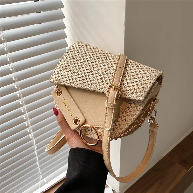 

Summer Designer Straw Bag for Women 2022 New Luxury Simple Seaside Women's Shoulder Bags Solid Fashion Beach Female Handbags