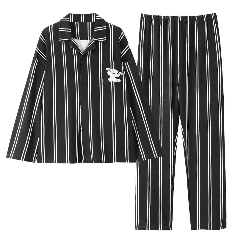 Pijama Mujer Loungewear Women Pajamas Sleepwear 2022 Autumn Winter Black White Stripe Simple High Quality Comfort Casual Vintage