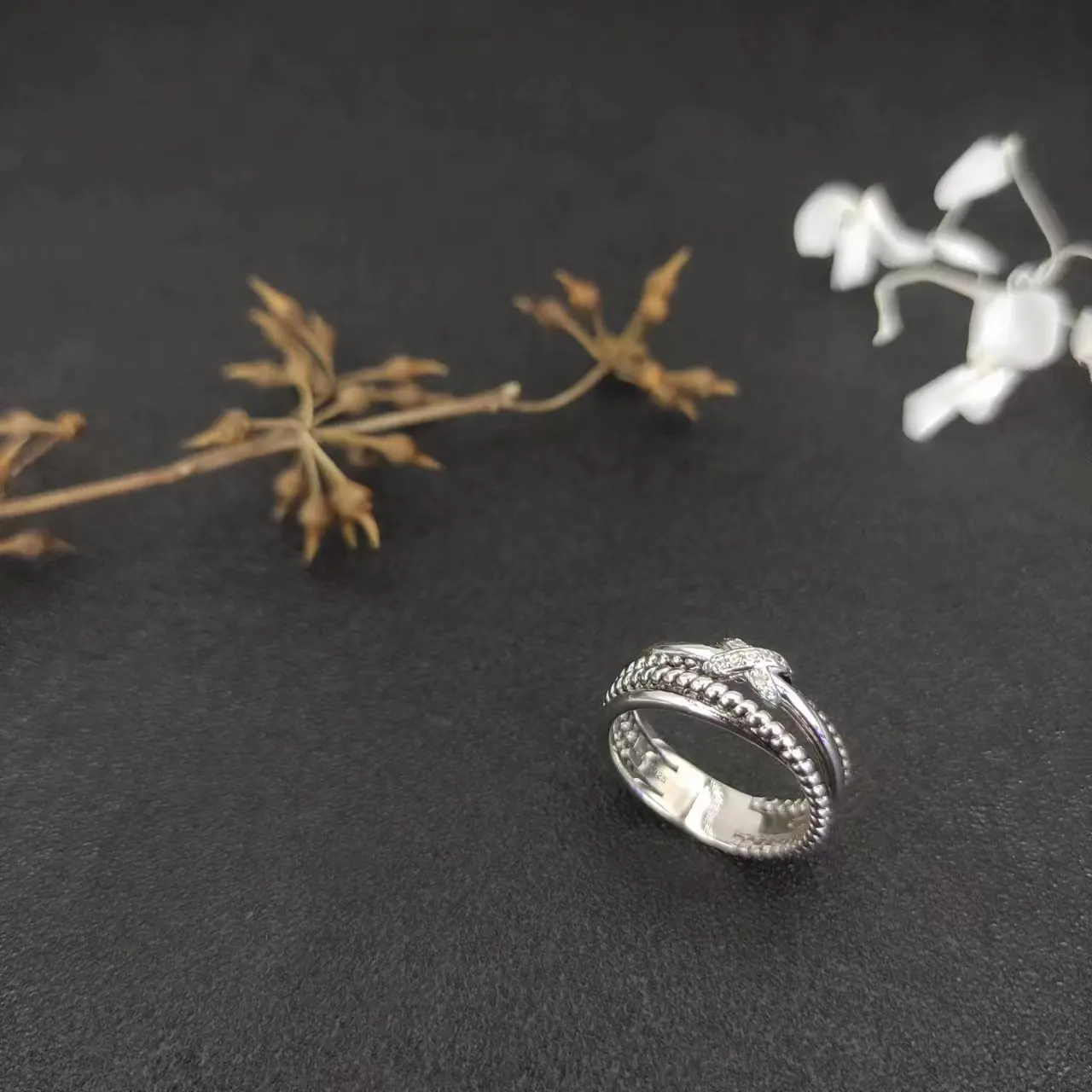 X for Women 1:1 High Quality Station Cable Cross Collection Vintage Ethnic Loop Hoop Pendant Punk Jewelry Band Ring